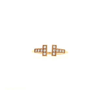 Tiffany & Co. T Wire Ring 18K Rose Gold with Diamonds