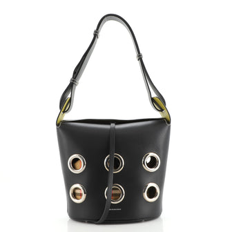 Burberry Grommet Bucket Bag Leather with House Check Nylon Medium