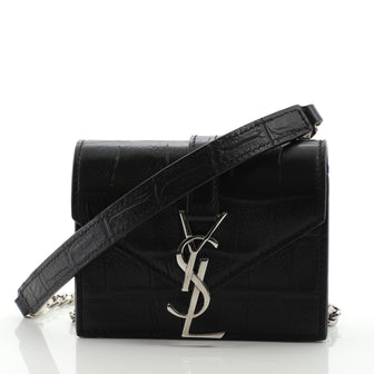 Saint Laurent Classic Monogram Candy Crossbody Bag Crocodile Embossed Leather Toy