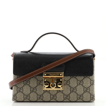 Gucci Padlock Convertible Top Handle Bag GG Coated Canvas and Leather Mini