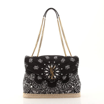 Saint Laurent Paisley LouLou Shoulder Bag Printed Fabric with Raffia Medium