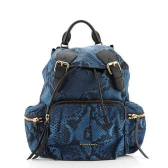 Burberry Rucksack Backpack Snake Print Nylon with Leather Large