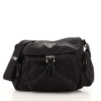 Prada Side Pocket Flap Messenger Bag Tessuto Small