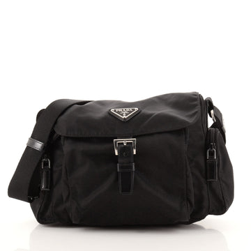 Prada Side Pocket Flap Messenger Bag Tessuto Small