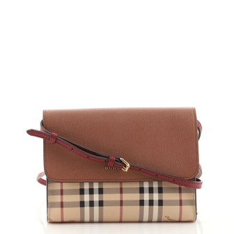Burberry Loxley Crossbody Bag Haymarket Coated Canvas and Leather Small