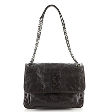 Saint Laurent Niki Chain Flap Bag Matelasse Chevron Leather Medium