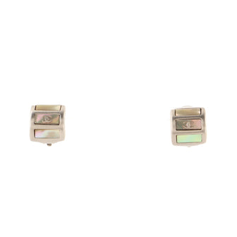 Chanel CC Huggie Earrings Metal and Mother of Pearl