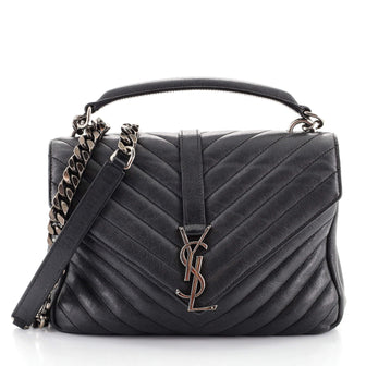Saint Laurent Classic Monogram College Bag Matelasse Chevron Leather Medium