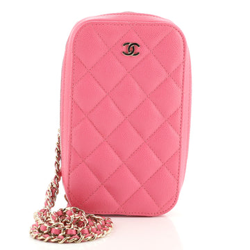 Chanel Zip Around Phone Case with Chain Quilted Caviar