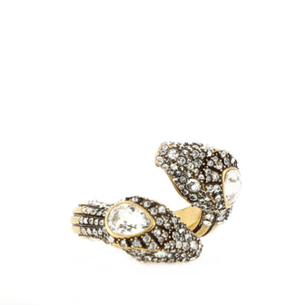 Gucci Double Snake Head Ring Crystals and Metal