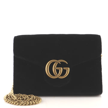 Gucci GG Marmont Chain Wallet Matelasse Velvet Mini