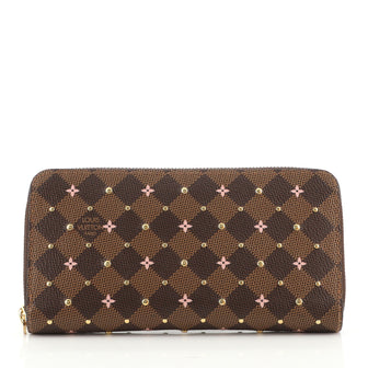 Louis Vuitton Zippy Wallet Flower Printed Studded Damier