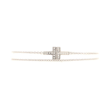 Tiffany & Co. T Double Chain Bracelet 18K White Gold and Diamonds Small