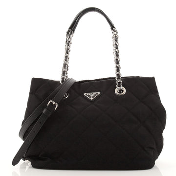 Prada Convertible Chain Tote Quilted Tessuto Medium
