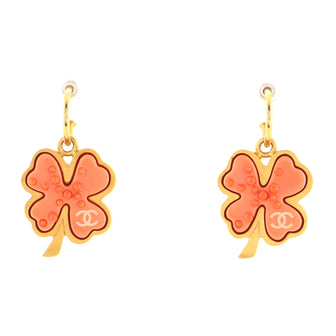 Chanel Clover Dangle Earrings Metal and Resin