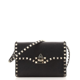 Valentino Rockstud Flip Lock Flap Bag Leather Small