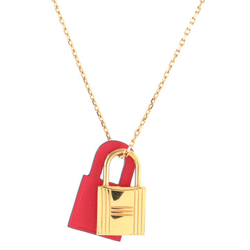 Hermes O'Kelly Pendant Necklace Metal and Leather Small