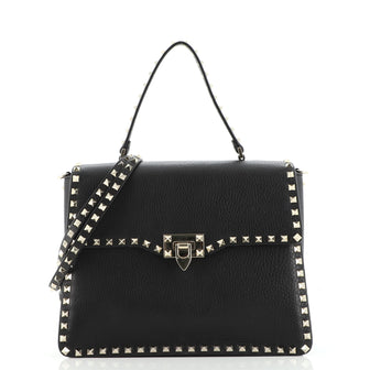 Valentino Rockstud Convertible Top Handle Bag Leather Medium