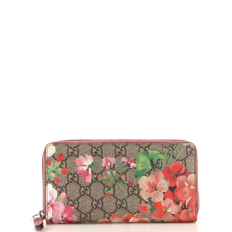 Gucci Zip Around Wallet Blooms Print GG Coated Canvas