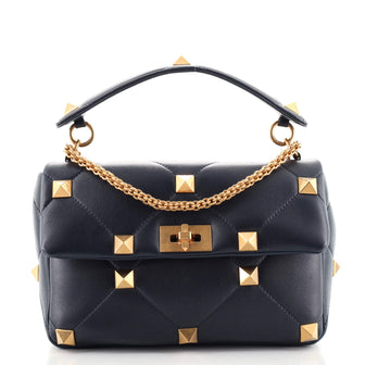 Valentino Roman Stud Flap Bag Quilted Leather Large
