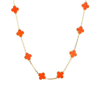 Van Cleef & Arpels Vintage Alhambra 20 Motifs Necklace 18K Yellow Gold and Carnelian