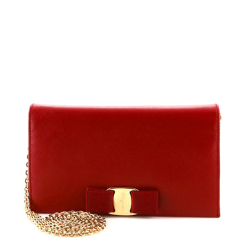 Salvatore Ferragamo Vara Bow Wallet on Chain Leather