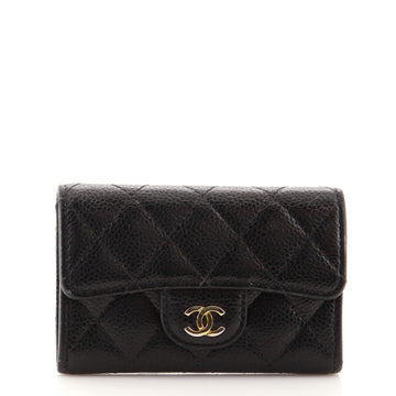 Chanel Classic Flap Card Case Quilted Caviar