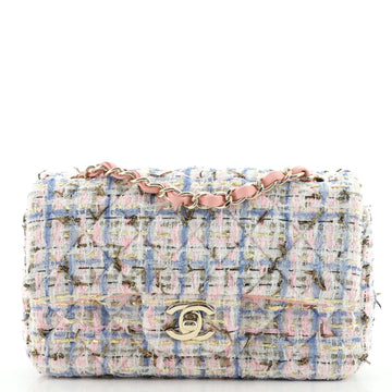 Chanel Classic Single Flap Bag Quilted Tweed and Ribbon Mini
