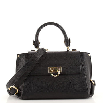 Salvatore Ferragamo Sofia Satchel Pebbled Leather Small