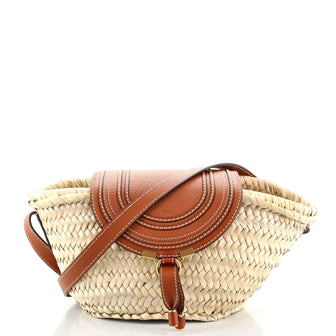 Chloe Marcie Basket Bag Raffia and Leather Small