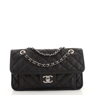 Chanel French Riviera Flap Bag Quilted Caviar Medium
