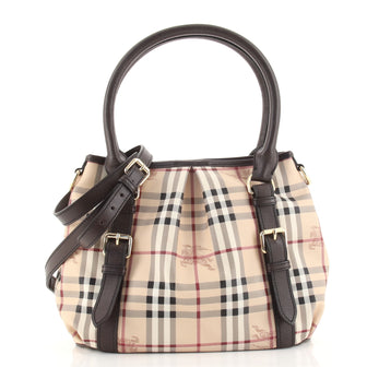 Burberry Northfield Convertible Tote Haymarket Coated Canvas Small