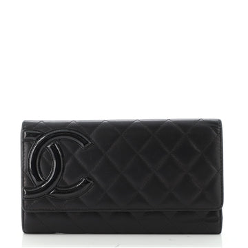 Chanel Cambon Trifold Wallet Quilted Lambskin Long