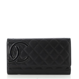 Chanel Cambon Trifold Wallet Quilted Lambskin Long