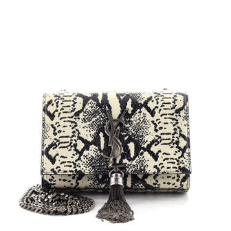 Saint Laurent Classic Monogram Tassel Crossbody Bag Snakeskin Embossed Leather Small