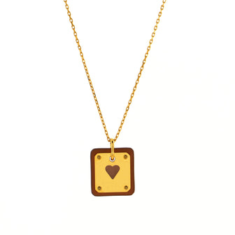 Hermes As de Coeur Pendant Necklace Metal and Leather Small