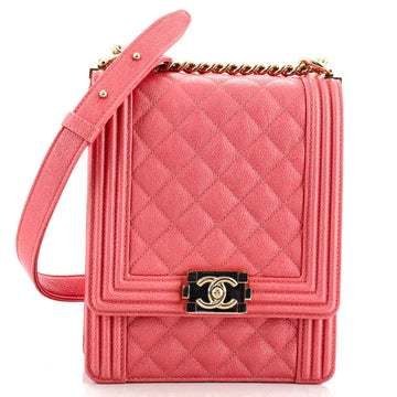 Chanel North South Boy Flap Bag Quilted Caviar Small