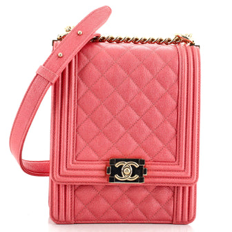 Chanel North South Boy Flap Bag Quilted Caviar Small