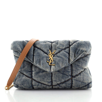 Saint Laurent LouLou Puffer Shoulder Bag Quilted Vintage Denim Mini