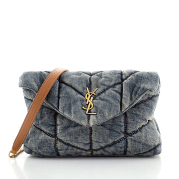 Saint Laurent LouLou Puffer Shoulder Bag Quilted Vintage Denim Mini