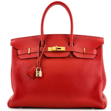 Hermes Birkin Handbag Red Togo with Gold Hardware 35