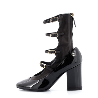 Chanel Women's CC Gladiator Pumps Patent and Calfskin