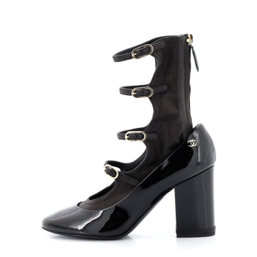 Chanel Women's CC Gladiator Pumps Patent and Calfskin