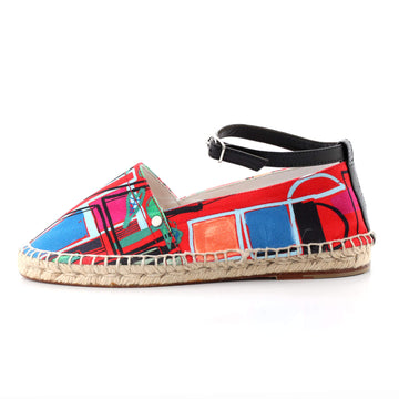 Hermes Women's Malaga Espadrilles Printed Canvas