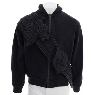 Louis Vuitton Men's Zip Through Hoodie Denim with Sash and Patches