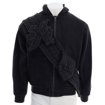 Louis Vuitton Men's Zip Through Hoodie Denim with Sash and Patches