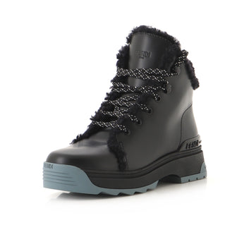 Fendi Women's T-Rex Lace Up Short Snow Boots Leather with Shearling