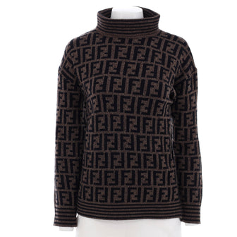 Fendi Vintage Women's Turtleneck Sweater Zucca Wool Blend