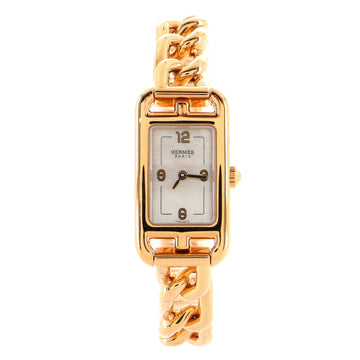 Hermes Nantucket Quartz Watch Rose Gold with Mother of Pearl 17