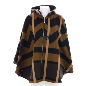 Louis Vuitton Women's Front Zip Hooded Cape Printed Wool
